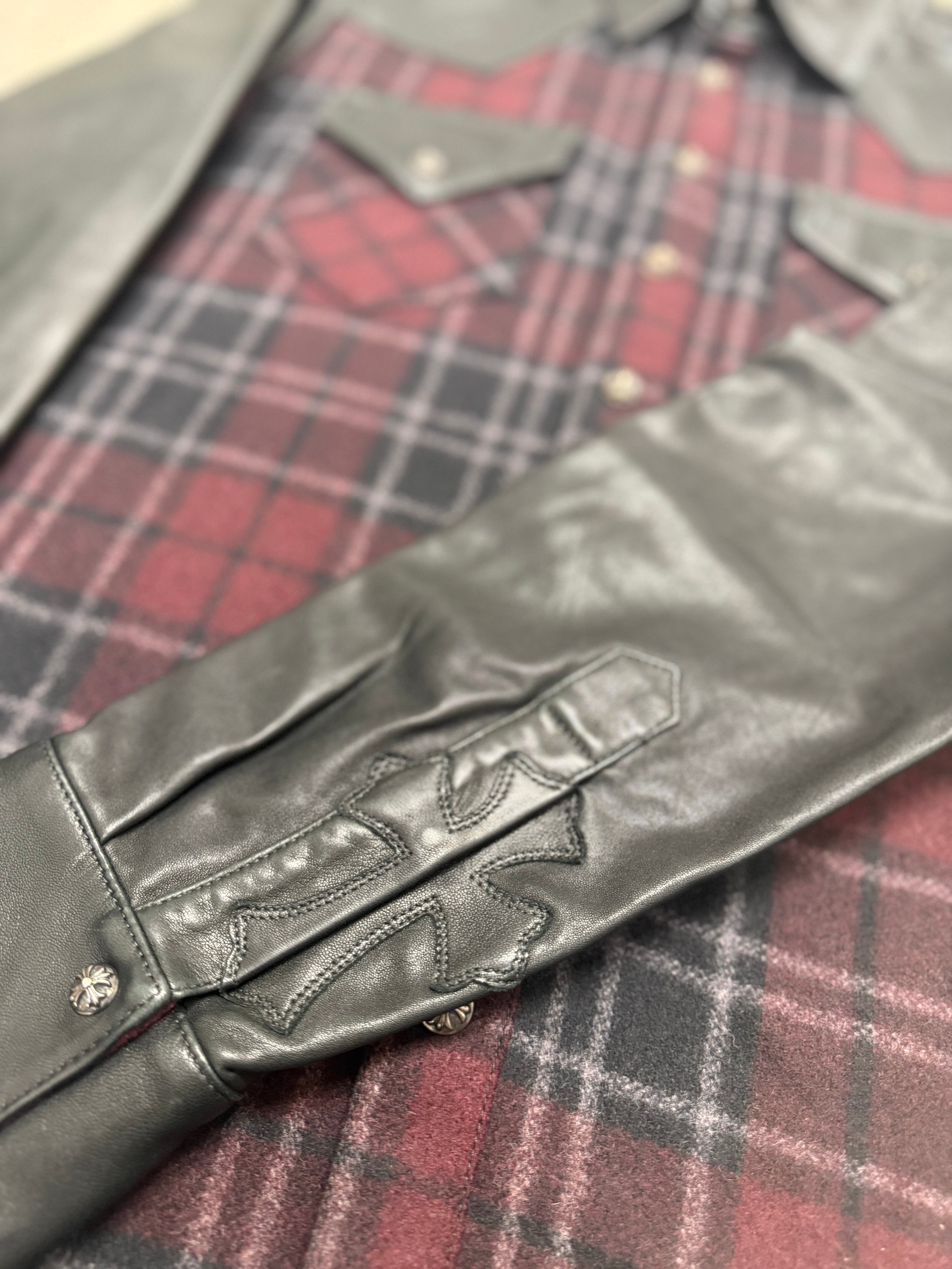 Western Leather Flannel With Silver Buttons
