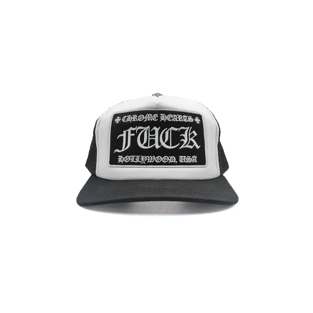 Hollywood Embroidered Fuck Trucker White