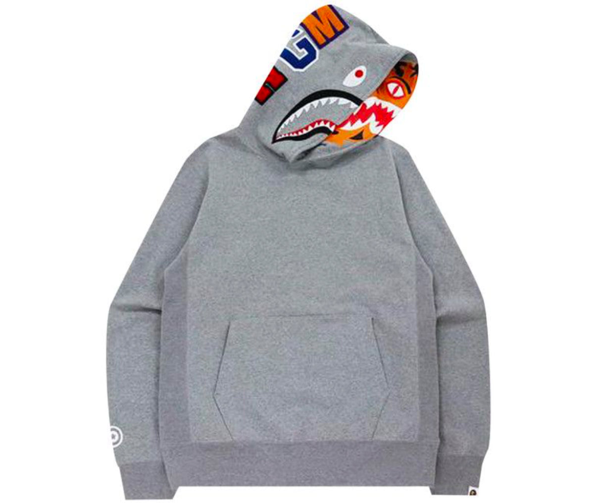 Bape Shark x Tiger Pullover Hoodie Grey