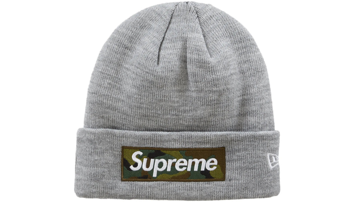 Supreme New Era Box Logo Beanie Heather Grey