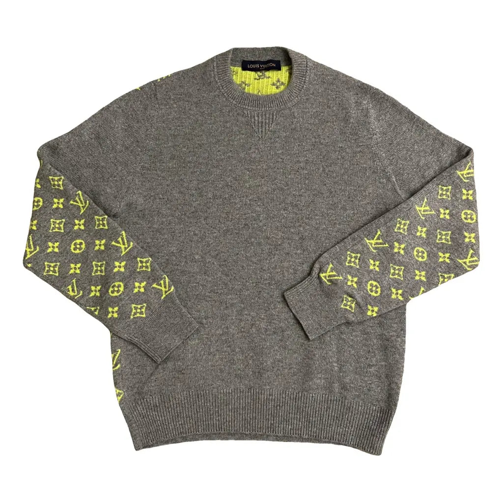 (Pre Owned) Louis Vuitton Monogram Back Cashmere Sweater Neon