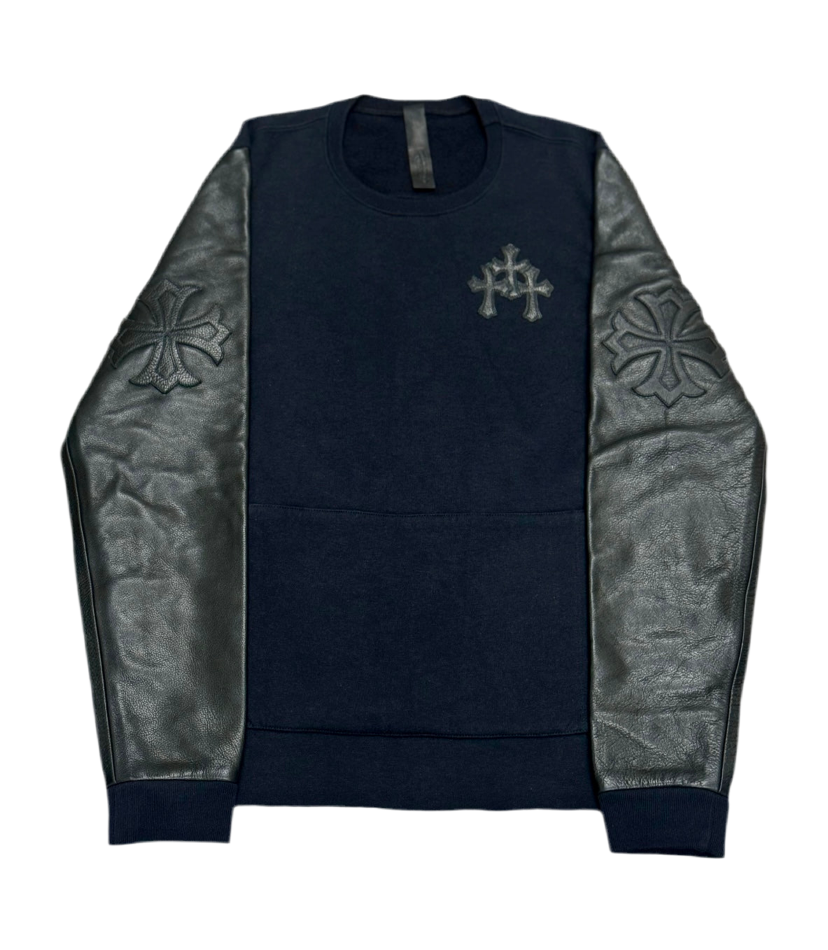Leather Cross Patch & Sleeve Sweatshirt