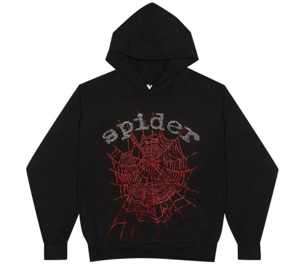 Sp5der Web Rhinestone Hoodie “Black”