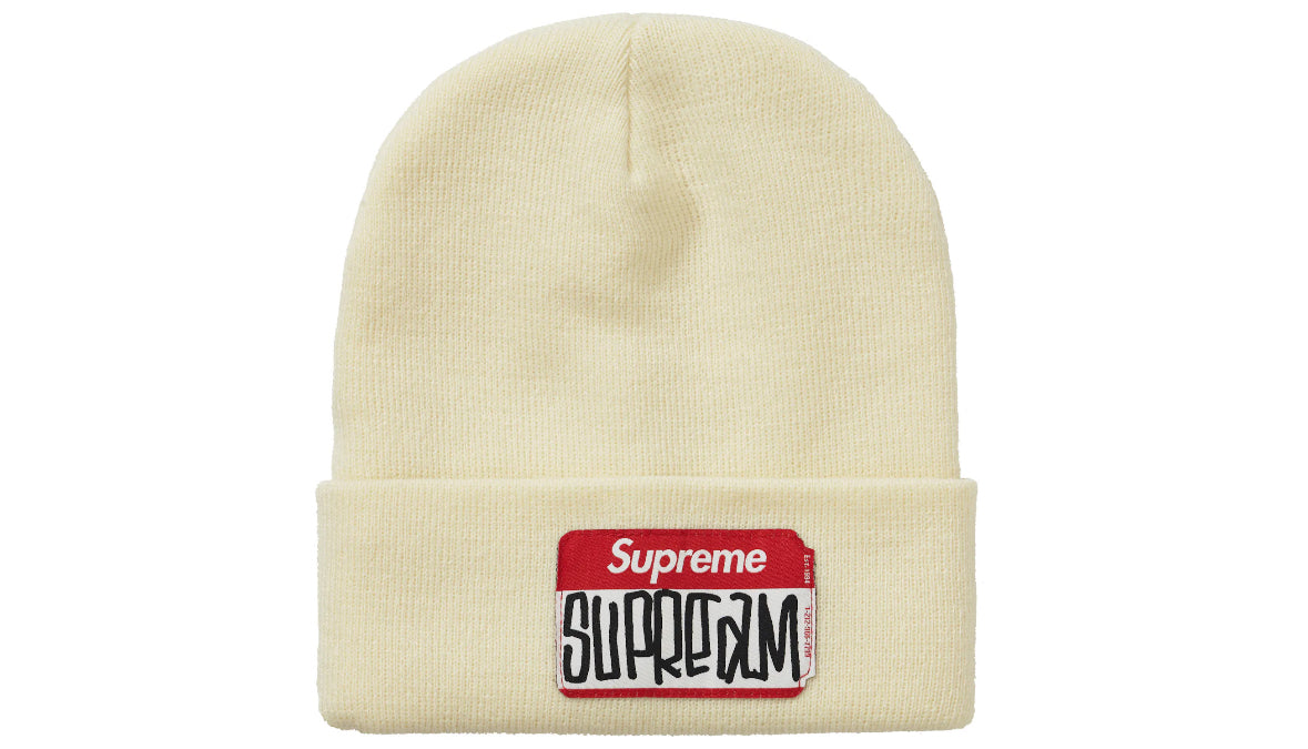 Supreme Name Tag Beanie Cream