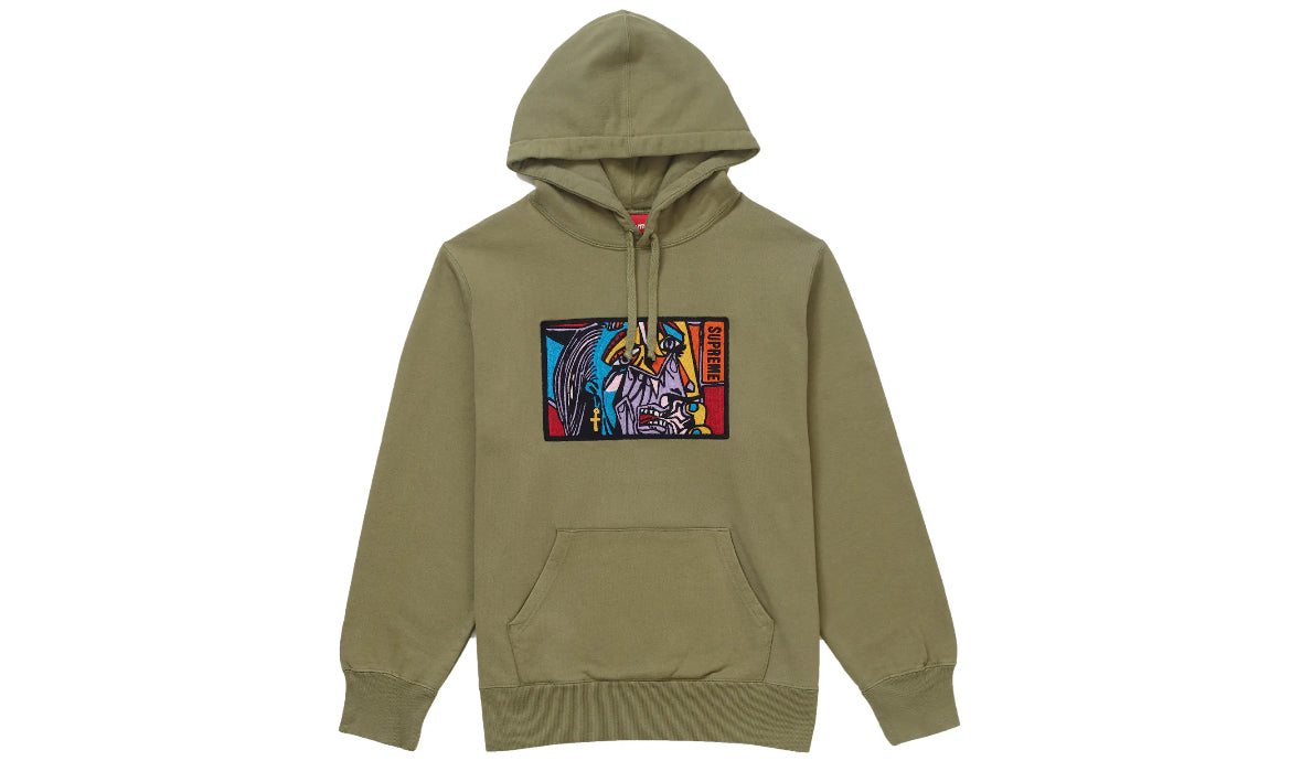 Supreme FW18 Chainstitch Hoodie Light Olive