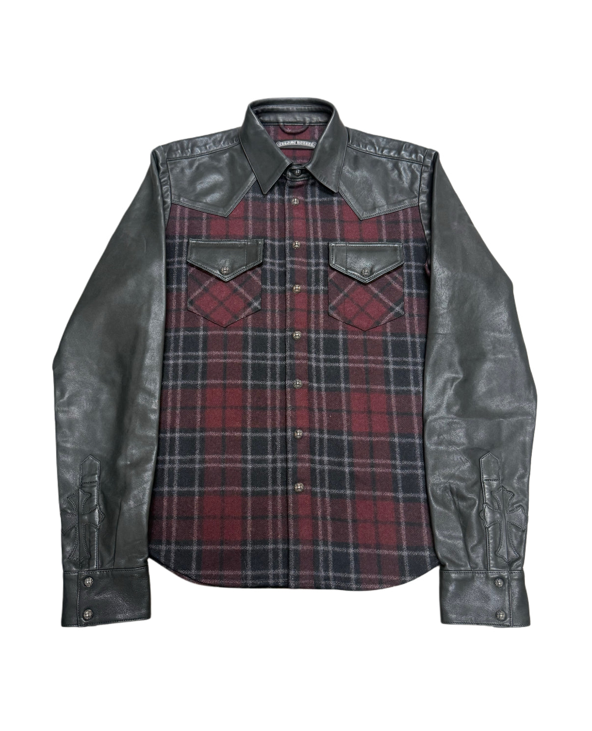 Western Leather Flannel With Silver Buttons